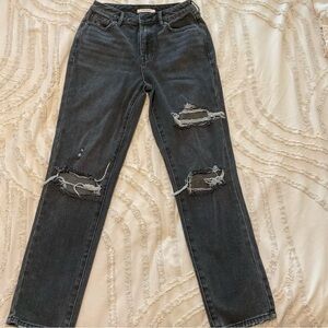 PacSun Charcoal Distressed Straight Leg Jeans